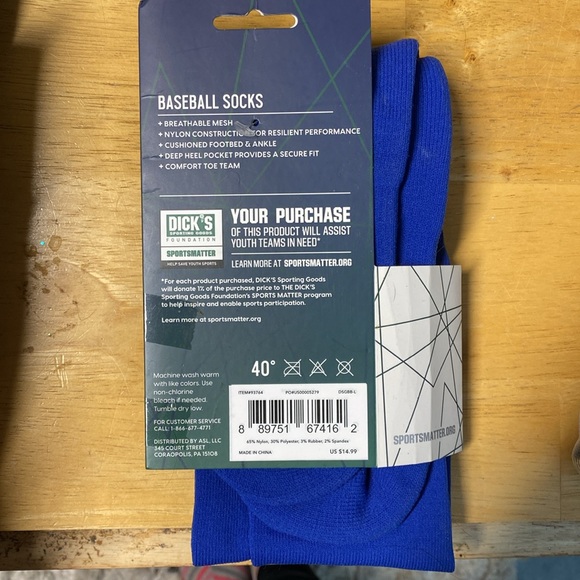 Royal blue baseball socks, size L - Picture 3 of 3